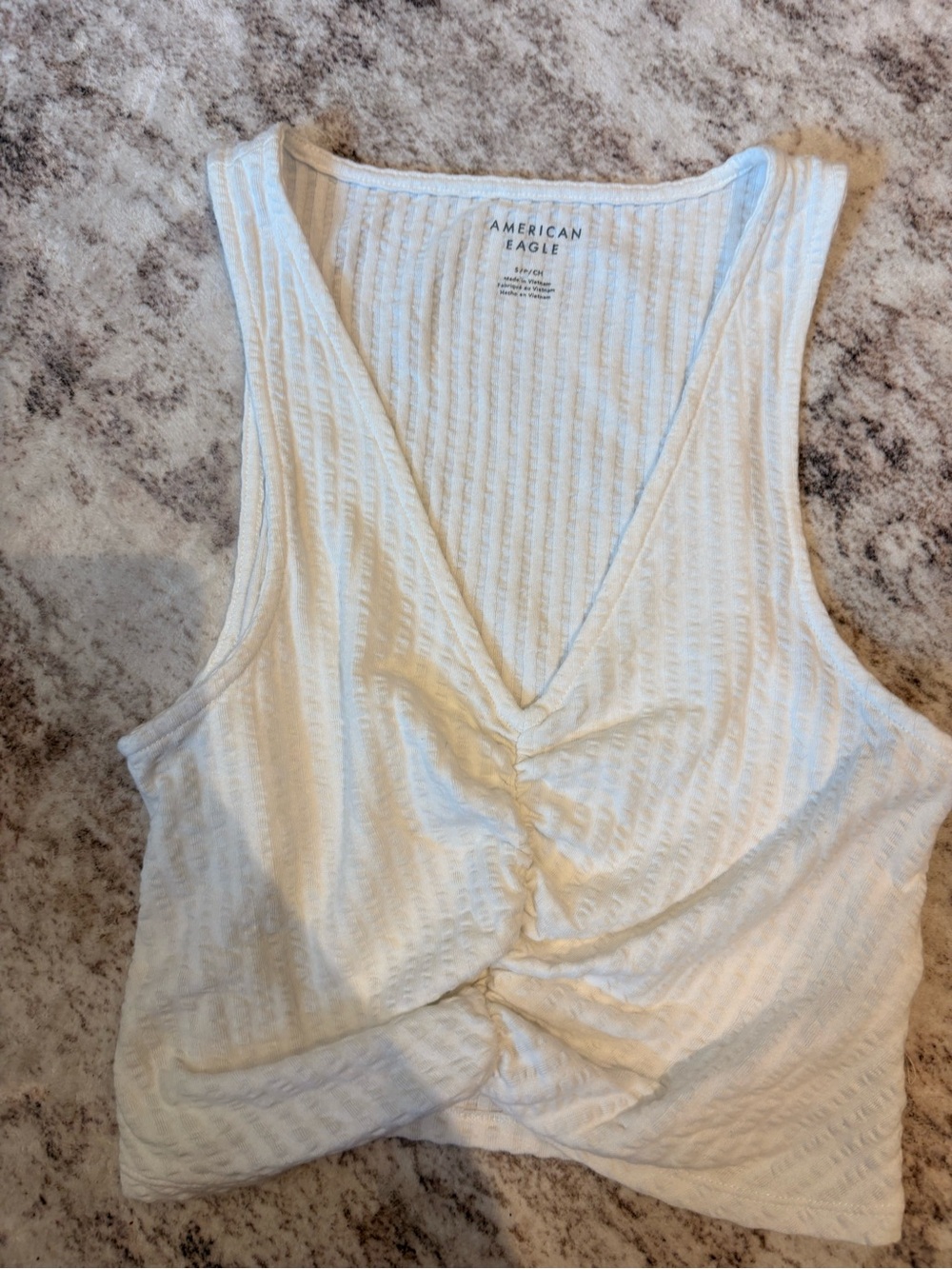 American Eagle Outfitters White Ribbed Cropped Tank